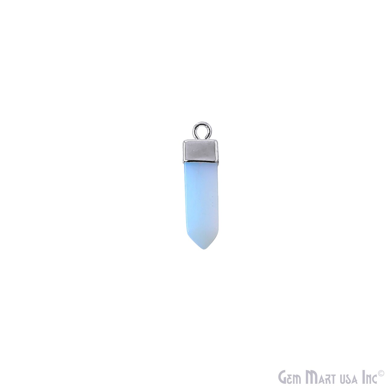 Pencil Point Rectangle Pendant, Silver Electroplated Single Bail 24x6mm, Gemstone Connector Charm, GemMartUSA (50790)